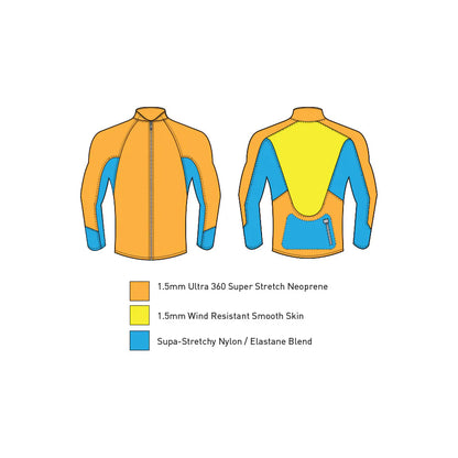 DOUBLE BLACK LONG SLEEVE ZIP PADDLE VEST - 1.5MM